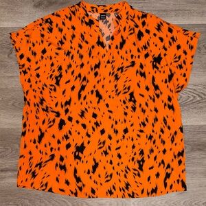 SHEIN Vibrant Orange and Black Blouse